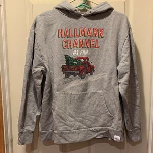 Hallmark Gray Hoodie Sweater with Festive Design